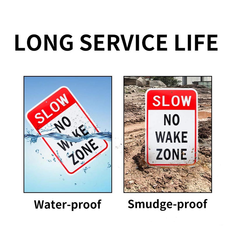 Enjoyist Large Slow No Wake Zone Sign, 18"x 12" .04" Aluminum Reflective Sign Rust Free Aluminum-UV Protected and Weatherproof - Image 4